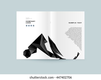 Geometric Cover Background, Brochure Template Layout for Annual Report or Business Design. A4 Booklet. Triangular or Polygonal Structures. Vector Illustration.