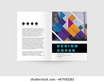 Geometric Cover Background, Brochure Template Layout for Annual Report or Business Design. A4 Booklet. Triangular or Polygonal Structures. Vector Illustration.