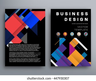 Geometric Cover Background, Brochure Template Layout for Annual Report or Business Design. A4 Booklet. Triangular or Polygonal Structures. Vector Illustration.