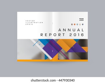 Geometric Cover Background, Brochure Template Layout for Annual Report or Business Design. A4 Booklet. Triangular or Polygonal Structures. Vector Illustration.