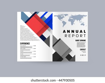 Geometric Cover Background, Brochure Template Layout for Annual Report or Business Design. A4 Booklet. Triangular or Polygonal Structures. Vector Illustration.