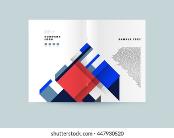 Geometric Cover Background, Brochure Template Layout for Annual Report or Business Design. A4 Booklet. Triangular or Polygonal Structures. Vector Illustration.