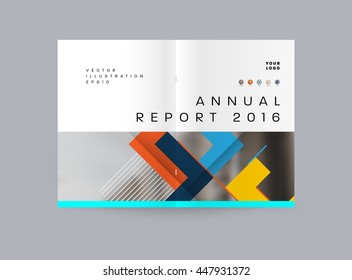 Geometric Cover Background, Brochure Template Layout for Annual Report or Business Design. A4 Booklet. Triangular or Polygonal Structures. Vector Illustration.