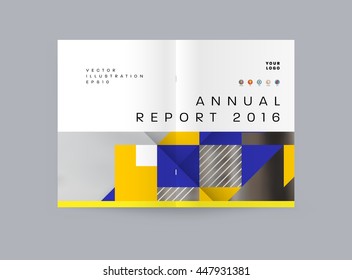 Geometric Cover Background, Brochure Template Layout for Annual Report or Business Design. A4 Booklet. Triangular or Polygonal Structures. Vector Illustration.