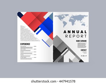 Geometric Cover Background, Brochure Template Layout for Annual Report or Business Design. A4 Booklet. Triangular or Polygonal Structures. Vector Illustration.