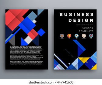 Fondo de la cubierta geométrica, diseño de plantilla de folleto para el informe anual o el diseño empresarial. Folleto A4. Estructuras triangulares o poligonales. Ilustración vectorial.