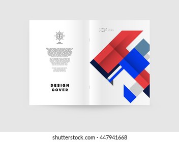 Fondo de la cubierta geométrica, diseño de plantilla de folleto para el informe anual o el diseño empresarial. Folleto A4. Estructuras triangulares o poligonales. Ilustración vectorial.