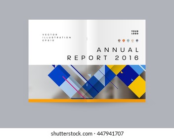 Geometric Cover Background, Brochure Template Layout for Annual Report or Business Design. A4 Booklet. Triangular or Polygonal Structures. Vector Illustration.