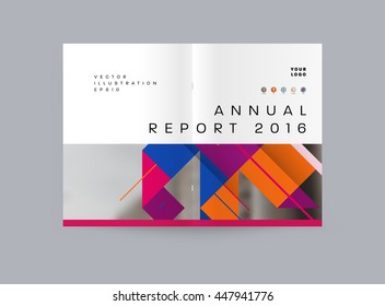 Geometric Cover Background, Brochure Template Layout for Annual Report or Business Design. A4 Booklet. Triangular or Polygonal Structures. Vector Illustration.