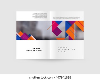 Geometric Cover Background, Brochure Template Layout for Annual Report or Business Design. A4 Booklet. Triangular or Polygonal Structures. Vector Illustration.