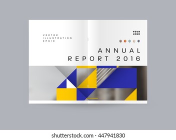 Geometric Cover Background, Brochure Template Layout for Annual Report or Business Design. A4 Booklet. Triangular or Polygonal Structures. Vector Illustration.