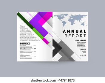 Geometric Cover Background, Brochure Template Layout for Annual Report or Business Design. A4 Booklet. Triangular or Polygonal Structures. Vector Illustration.