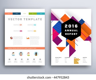 Geometric Cover Background, Brochure Template Layout for Annual Report or Business Design. A4 Booklet. Triangular or Polygonal Structures. Vector Illustration.