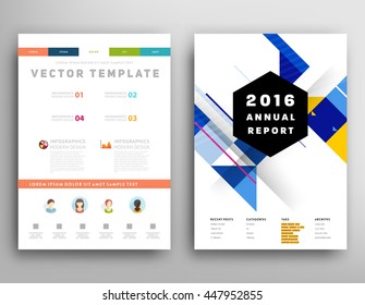 Geometric Cover Background, Brochure Template Layout for Annual Report or Business Design. A4 Booklet. Triangular or Polygonal Structures. Vector Illustration.