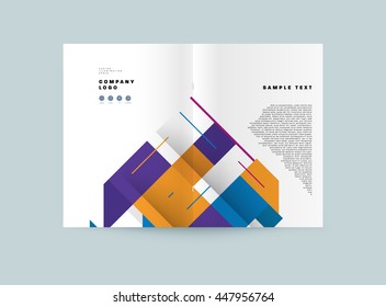 Geometric Cover Background, Brochure Template Layout for Annual Report or Business Design. A4 Booklet. Triangular or Polygonal Structures. Vector Illustration.