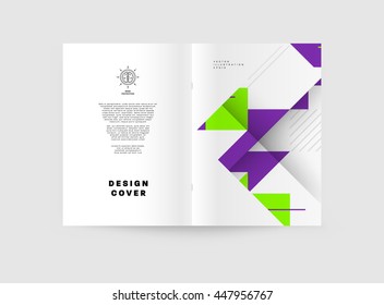 Fondo de la cubierta geométrica, diseño de plantilla de folleto para el informe anual o el diseño empresarial. Folleto A4. Estructuras triangulares o poligonales. Ilustración vectorial.