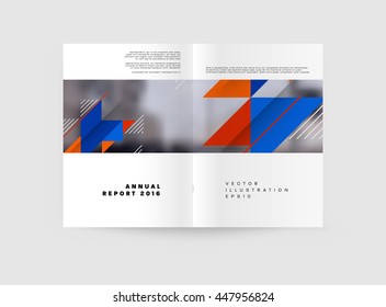 Geometric Cover Background, Brochure Template Layout for Annual Report or Business Design. A4 Booklet. Triangular or Polygonal Structures. Vector Illustration.