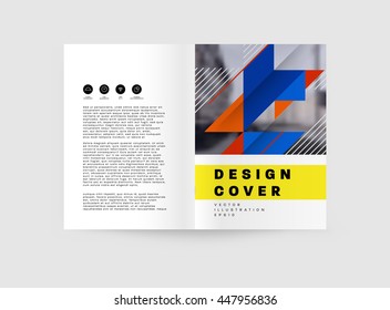 Geometric Cover Background, Brochure Template Layout for Annual Report or Business Design. A4 Booklet. Triangular or Polygonal Structures. Vector Illustration.