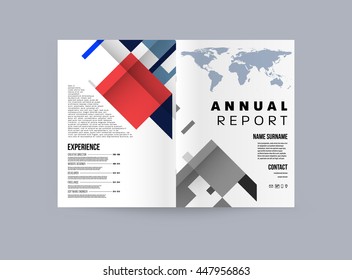 Geometric Cover Background, Brochure Template Layout for Annual Report or Business Design. A4 Booklet. Triangular or Polygonal Structures. Vector Illustration.
