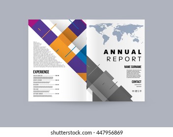 Geometric Cover Background, Brochure Template Layout for Annual Report or Business Design. A4 Booklet. Triangular or Polygonal Structures. Vector Illustration.