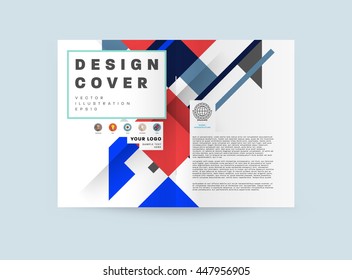 Geometric Cover Background, Brochure Template Layout for Annual Report or Business Design. A4 Booklet. Triangular or Polygonal Structures. Vector Illustration.