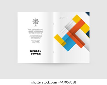 Geometric Cover Background, Brochure Template Layout for Annual Report or Business Design. A4 Booklet. Triangular or Polygonal Structures. Vector Illustration.