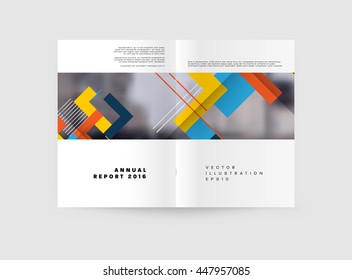Geometric Cover Background, Brochure Template Layout for Annual Report or Business Design. A4 Booklet. Triangular or Polygonal Structures. Vector Illustration.