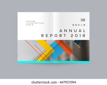 Geometric Cover Background, Brochure Template Layout for Annual Report or Business Design. A4 Booklet. Triangular or Polygonal Structures. Vector Illustration.