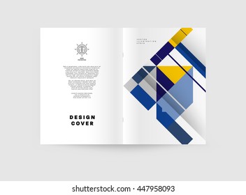 Geometric Cover Background, Brochure Template Layout for Annual Report or Business Design. A4 Booklet. Triangular or Polygonal Structures. Vector Illustration.