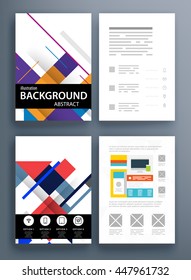 Geometric Cover Background, Brochure Template Layout for Annual Report or Business Design. A4 Booklet. Triangular or Polygonal Structures. Vector Illustration.