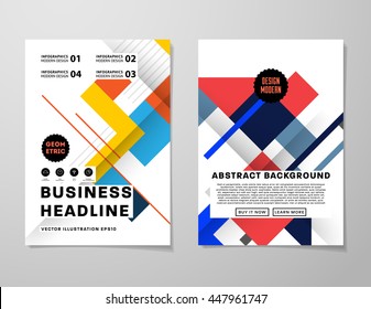 Geometric Cover Background, Brochure Template Layout for Annual Report or Business Design. A4 Booklet. Triangular or Polygonal Structures. Vector Illustration.