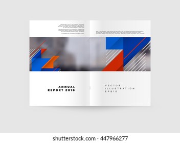 Geometric Cover Background, Brochure Template Layout for Annual Report or Business Design. A4 Booklet. Triangular or Polygonal Structures. Vector Illustration.
