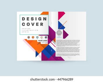 Fondo de la cubierta geométrica, diseño de plantilla de folleto para el informe anual o el diseño empresarial. Folleto A4. Estructuras triangulares o poligonales. Ilustración vectorial.