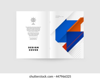 Geometric Cover Background, Brochure Template Layout for Annual Report or Business Design. A4 Booklet. Triangular or Polygonal Structures. Vector Illustration.