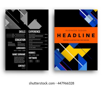 Geometric Cover Background, Brochure Template Layout for Annual Report or Business Design. A4 Booklet. Triangular or Polygonal Structures. Vector Illustration.