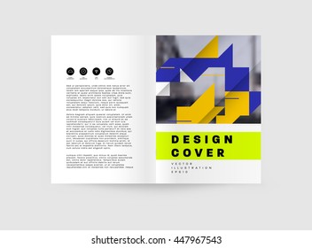 Geometric Cover Background, Brochure Template Layout for Annual Report or Business Design. A4 Booklet. Triangular or Polygonal Structures. Vector Illustration.