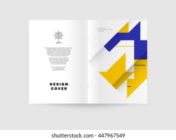 Geometric Cover Background, Brochure Template Layout for Annual Report or Business Design. A4 Booklet. Triangular or Polygonal Structures. Vector Illustration.