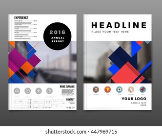 Geometric Cover Background, Brochure Template Layout for Annual Report or Business Design. A4 Booklet. Triangular or Polygonal Structures. Vector Illustration.