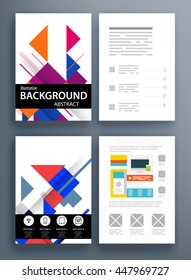 Geometric Cover Background, Brochure Template Layout for Annual Report or Business Design. A4 Booklet. Triangular or Polygonal Structures. Vector Illustration.