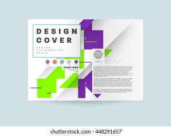 Geometric Cover Background, Brochure Template Layout for Annual Report or Business Design. A4 Booklet. Triangular or Polygonal Structures. Vector Illustration.