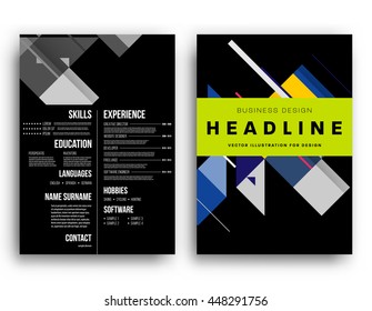 Geometric Cover Background, Brochure Template Layout for Annual Report or Business Design. A4 Booklet. Triangular or Polygonal Structures. Vector Illustration.