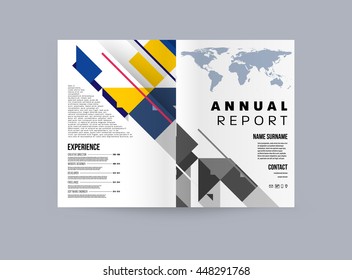 Geometric Cover Background, Brochure Template Layout for Annual Report or Business Design. A4 Booklet. Triangular or Polygonal Structures. Vector Illustration.