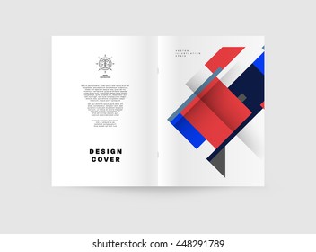 Geometric Cover Background, Brochure Template Layout for Annual Report or Business Design. A4 Booklet. Triangular or Polygonal Structures. Vector Illustration.