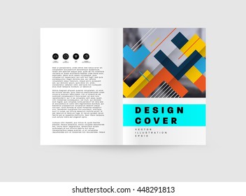 Geometric Cover Background, Brochure Template Layout for Annual Report or Business Design. A4 Booklet. Triangular or Polygonal Structures. Vector Illustration.