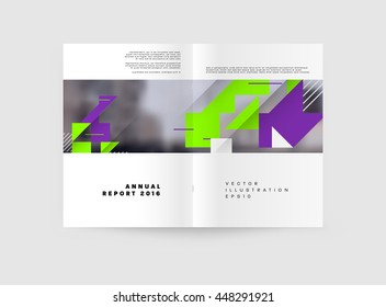 Geometric Cover Background, Brochure Template Layout for Annual Report or Business Design. A4 Booklet. Triangular or Polygonal Structures. Vector Illustration.