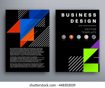 Geometric Cover Background, Brochure Template Layout for Annual Report or Business Design. A4 Booklet. Triangular or Polygonal Structures. Vector Illustration.