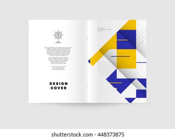 Geometric Cover Background, Brochure Template Layout for Annual Report or Business Design. A4 Booklet. Triangular or Polygonal Structures. Vector Illustration.