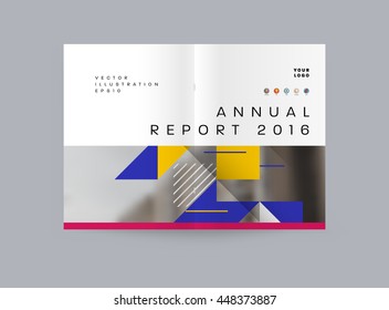 Geometric Cover Background, Brochure Template Layout for Annual Report or Business Design. A4 Booklet. Triangular or Polygonal Structures. Vector Illustration.