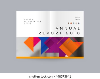 Geometric Cover Background, Brochure Template Layout for Annual Report or Business Design. A4 Booklet. Triangular or Polygonal Structures. Vector Illustration.