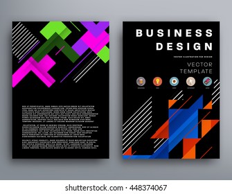 Geometric Cover Background, Brochure Template Layout for Annual Report or Business Design. A4 Booklet. Triangular or Polygonal Structures. Vector Illustration.